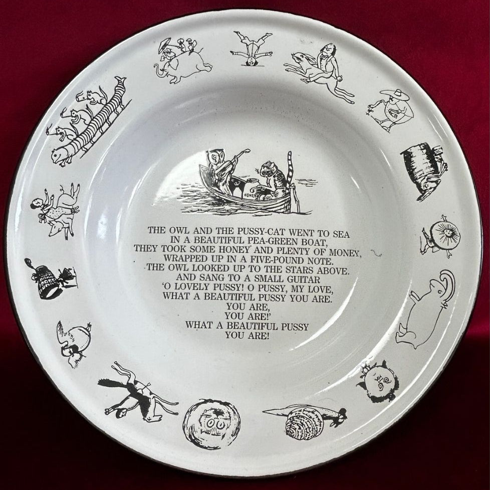 Vintage Edward Lear, The Owl And The Pussycat Enamel Plate