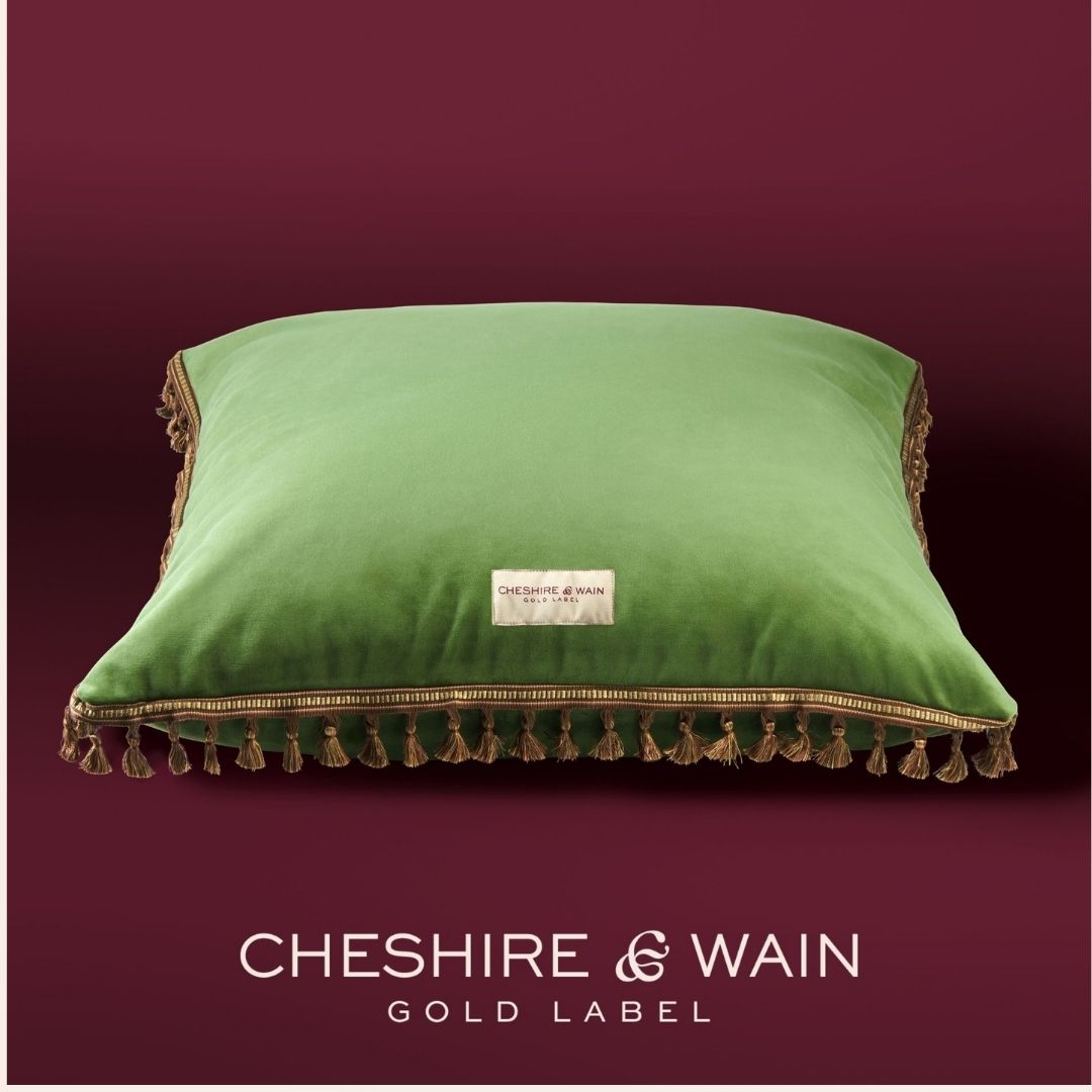 Basil Green Velvet Cat Cushion