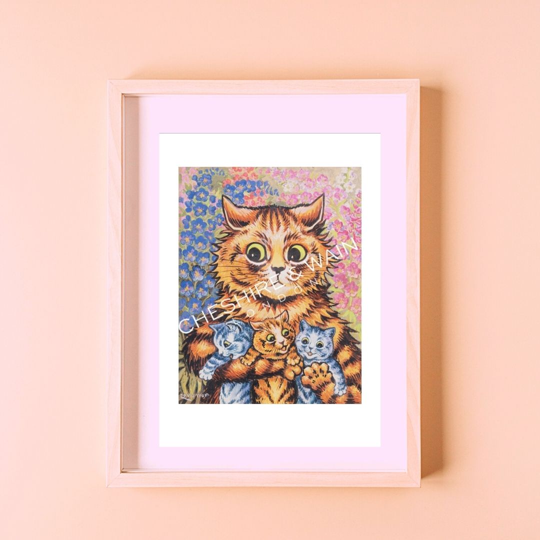 Louis Wain Art Print - A Cat with her Kittens