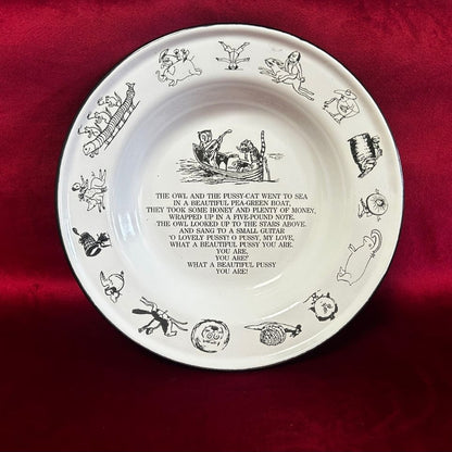 Vintage Edward Lear, The Owl And The Pussycat Enamel Plate