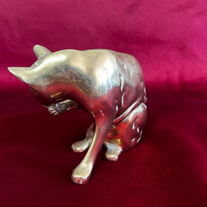 Vintage Mid-Century Brass Cat Sculpture