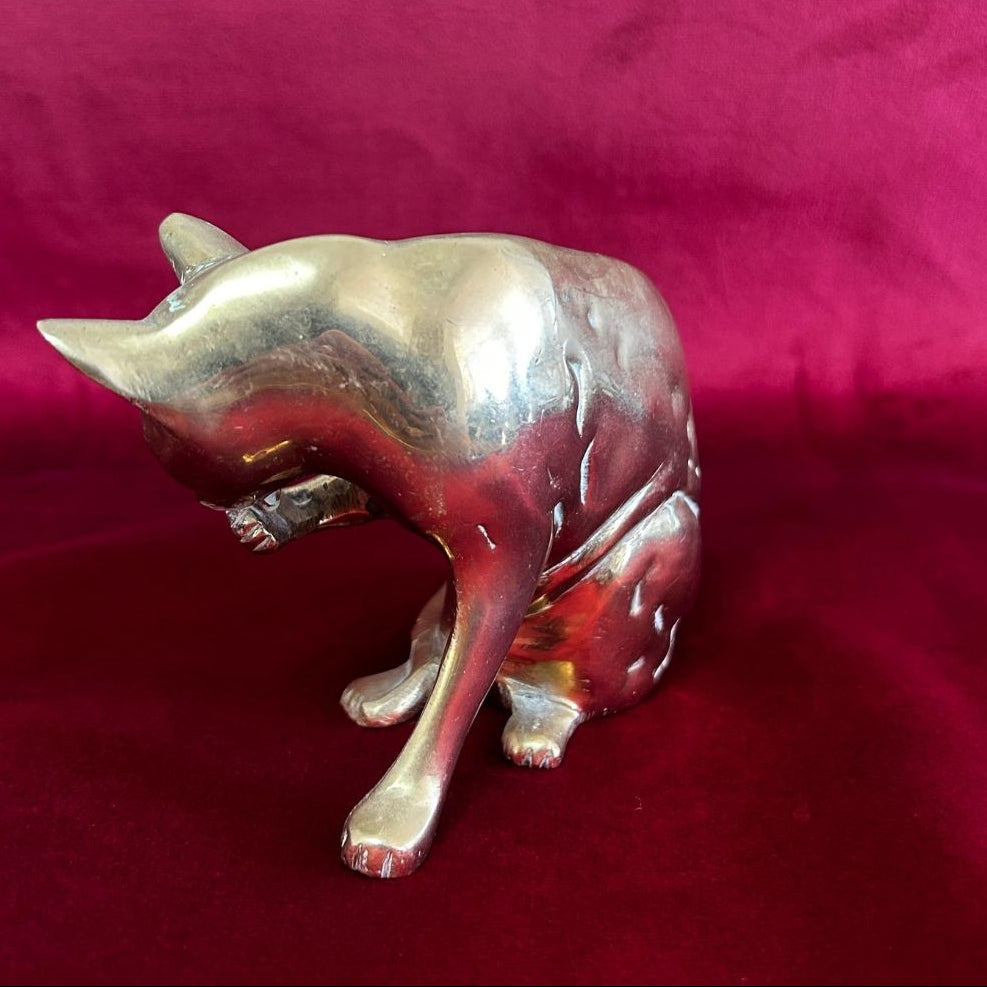 Vintage Mid-Century Brass Cat Sculpture
