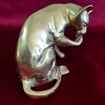 Vintage Mid-Century Brass Cat Sculpture