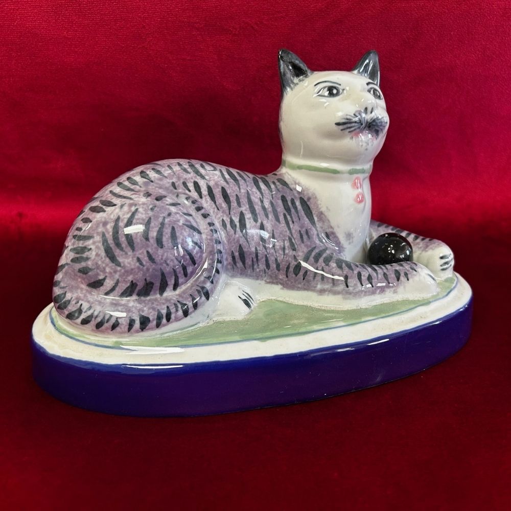 Antique Victorian Staffordshire Style Pair of Cats