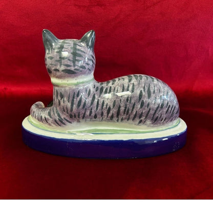 Antique Victorian Staffordshire Style Pair of Cats