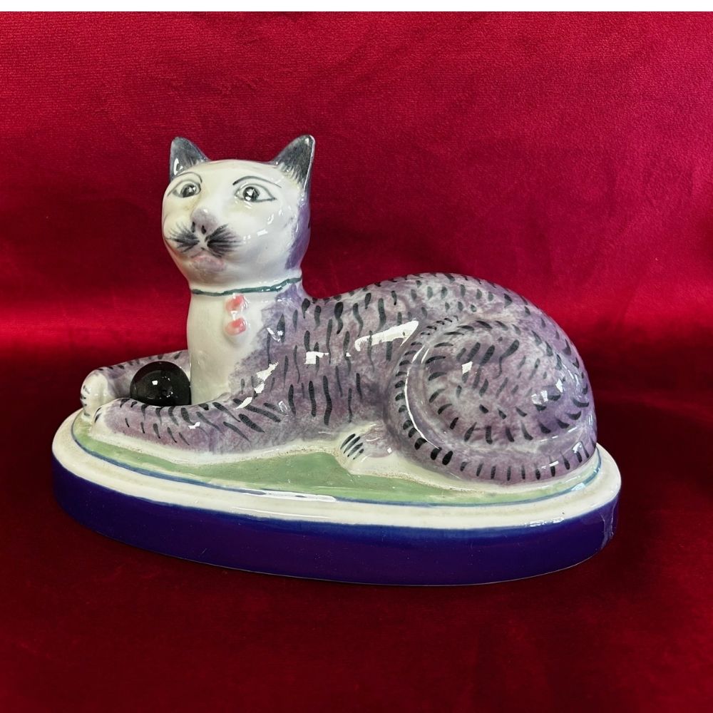 Antique Victorian Staffordshire Style Pair of Cats