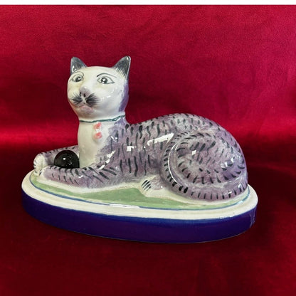 Antique Victorian Staffordshire Style Pair of Cats