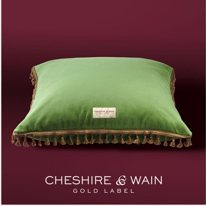 Basil Green Velvet Cat Cushion