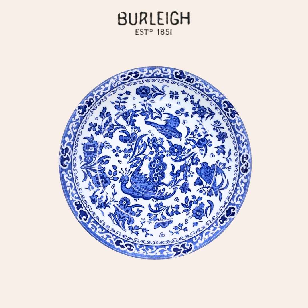 Burleigh at Cheshire & Wain - Regal Peacock Cat Food Saucer | Blue