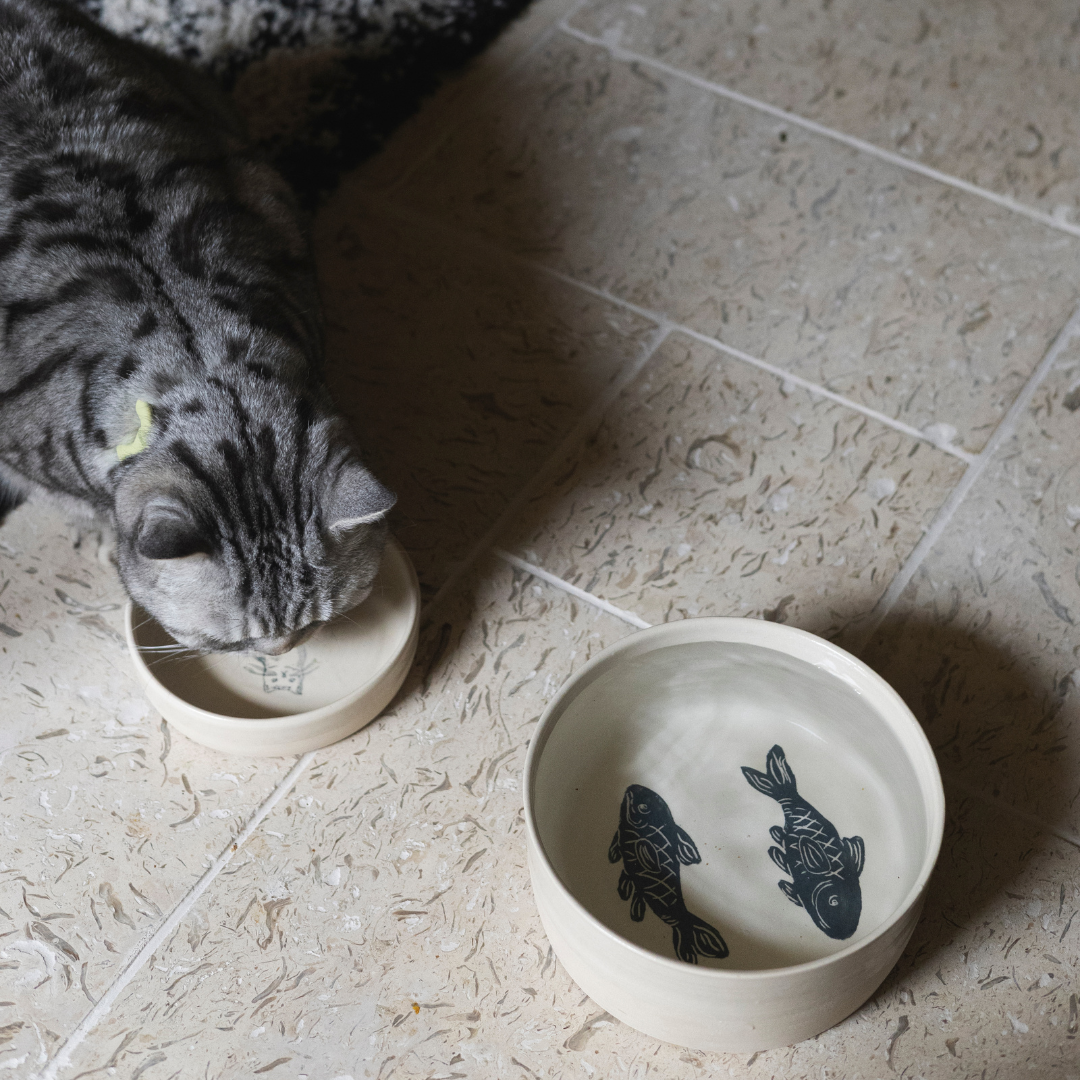 Koi Carp Large Stoneware Water Bowl - Cheshire & Wain x Kate Welton