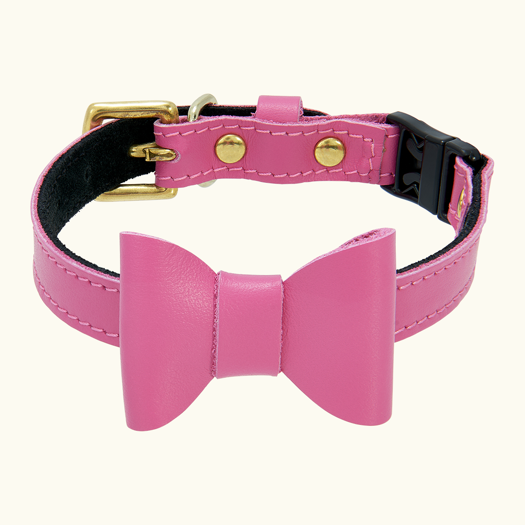 Pink cat collar with bow cheap