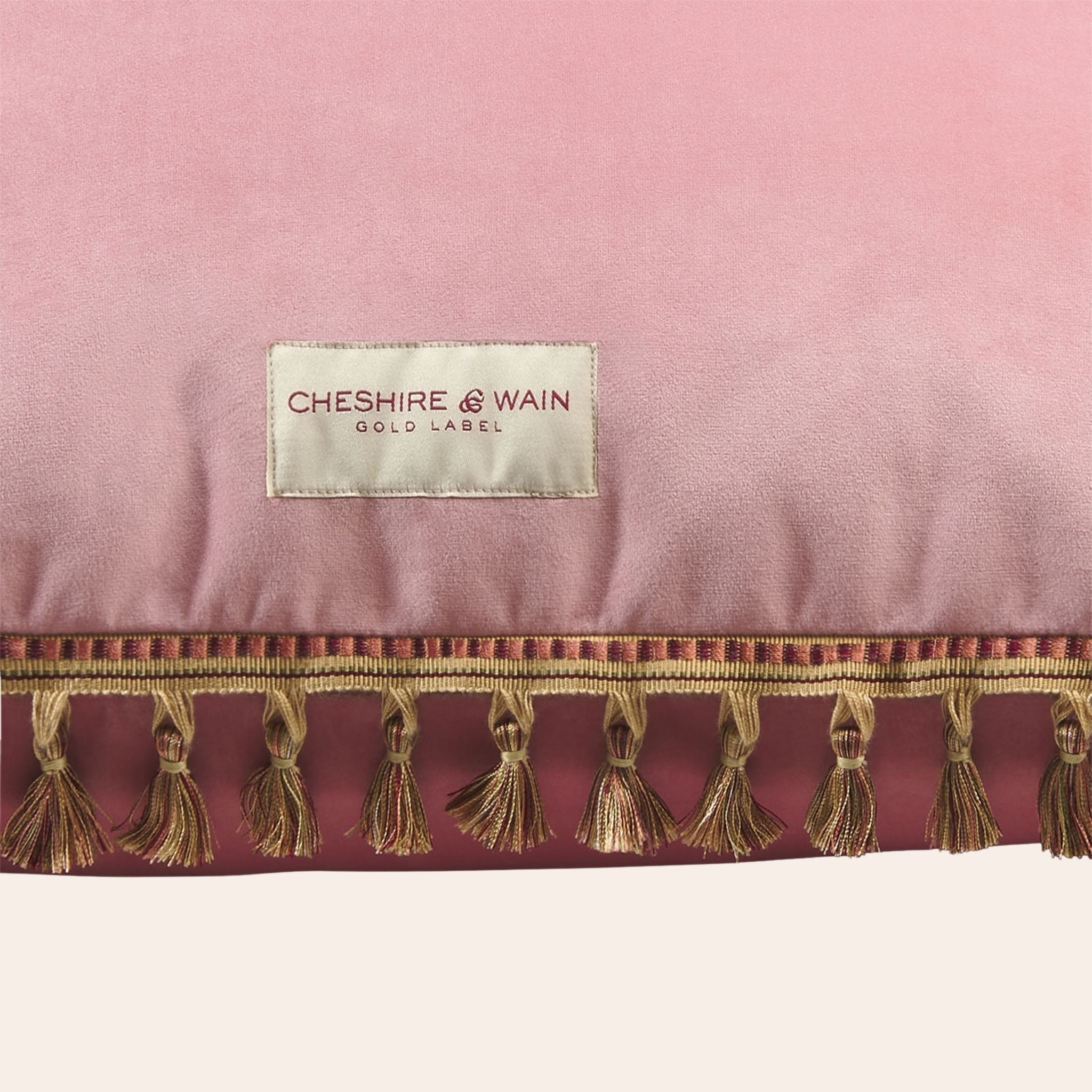 Tassel Trim Velvet Cat Cushion - Rose