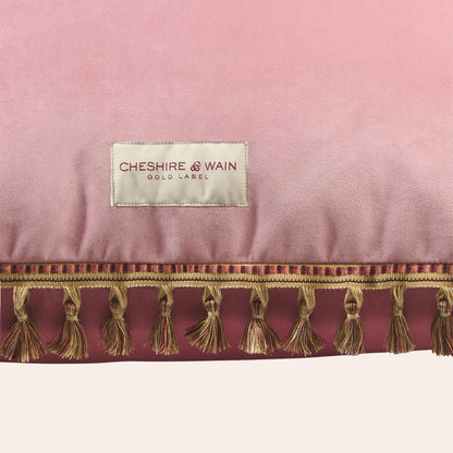 Tassel Trim Velvet Cat Cushion - Rose