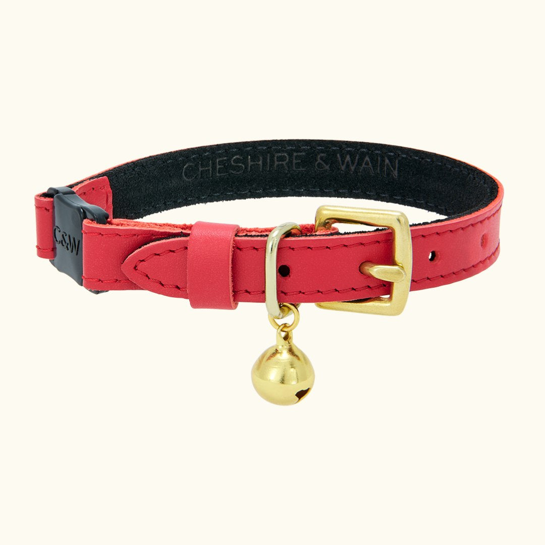 Cheshire Wain Luxury Leather Cat Collar Jam Tart Red