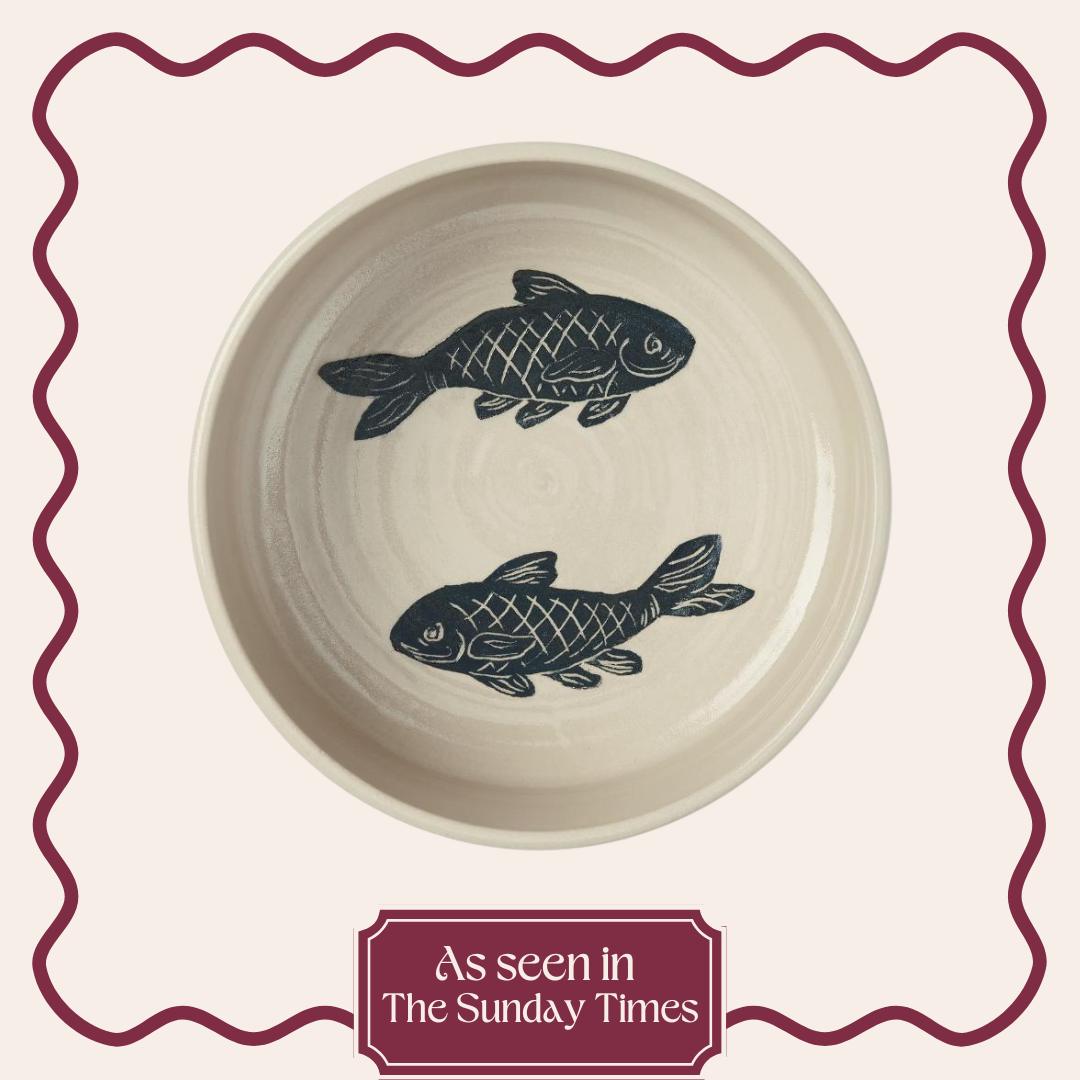 Koi Carp Large Stoneware Water Bowl - Cheshire & Wain x Kate Welton