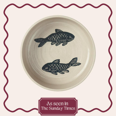 Koi Carp Large Stoneware Water Bowl - Cheshire & Wain x Kate Welton
