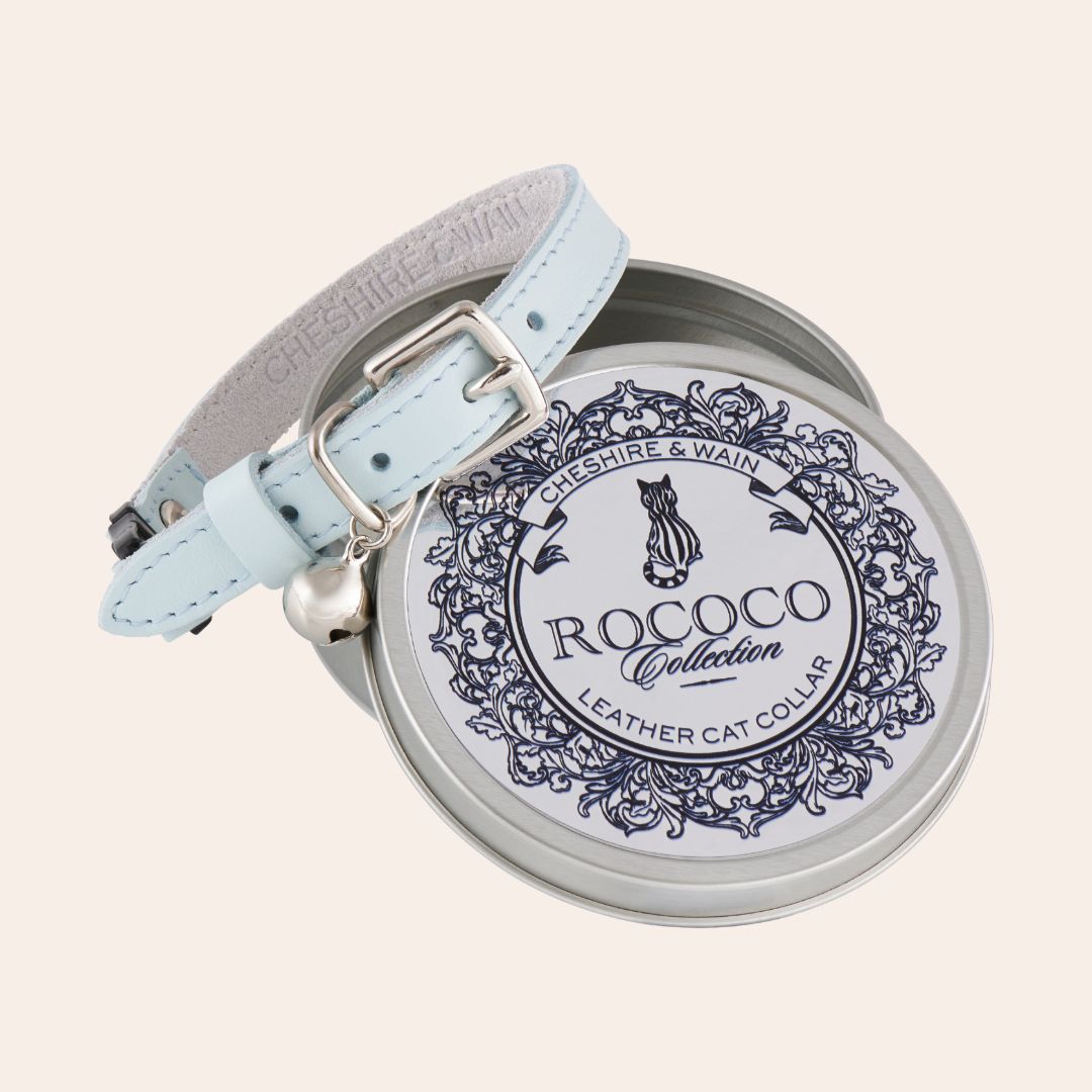 Powder Blue Rococo Leather Cat Collar