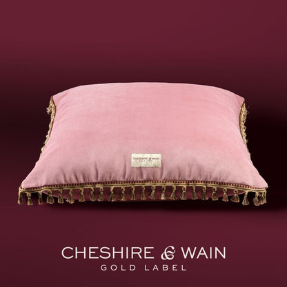 Tassel Trim Velvet Cat Cushion - Rose
