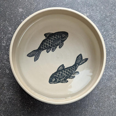 Koi Carp Large Stoneware Water Bowl - Cheshire & Wain x Kate Welton