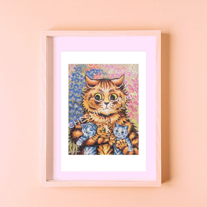 Louis Wain Art Print - A Cat with her Kittens