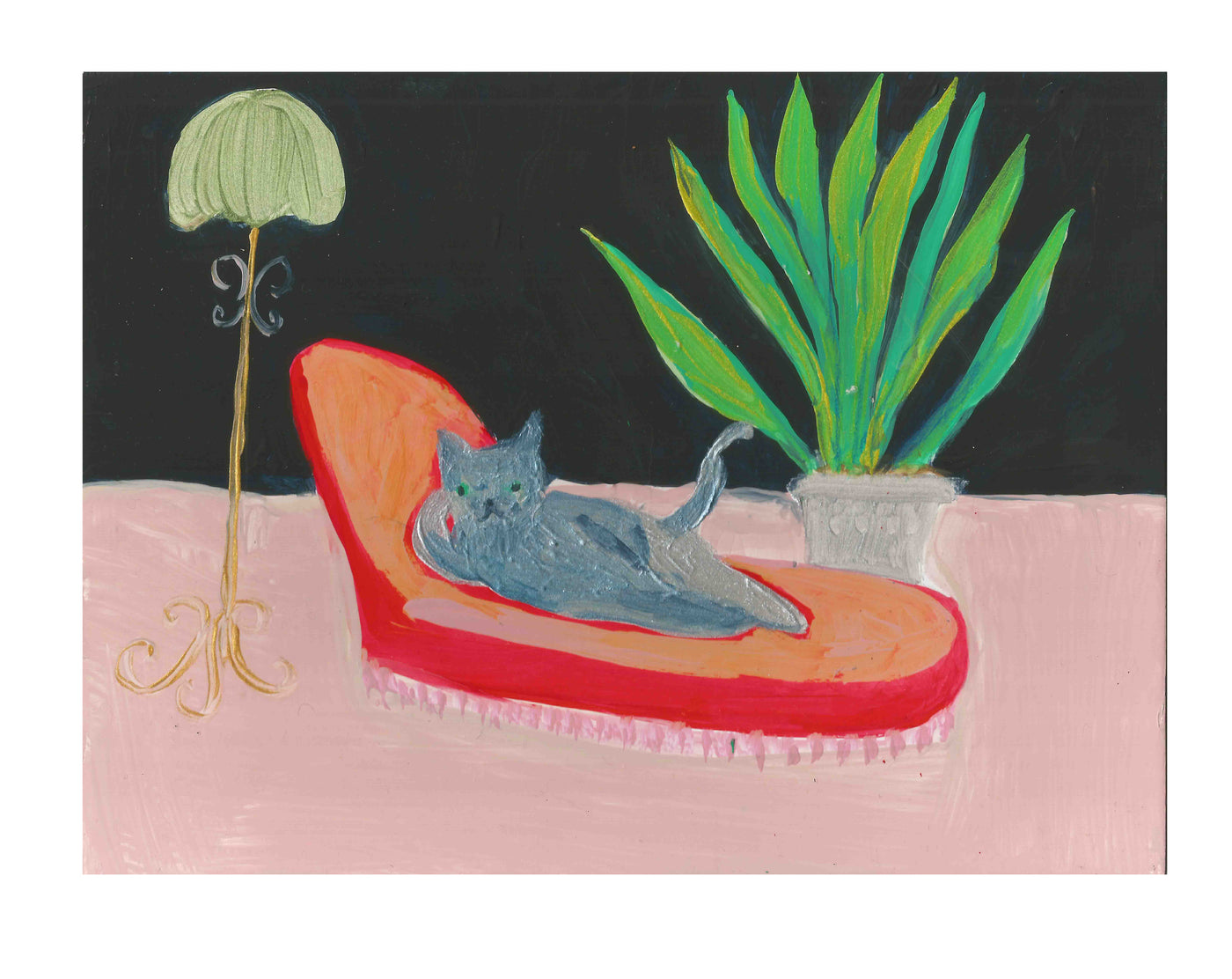 Russian Blue on Napoleonic Chaise Longue Original Painting by Annabel Pearl