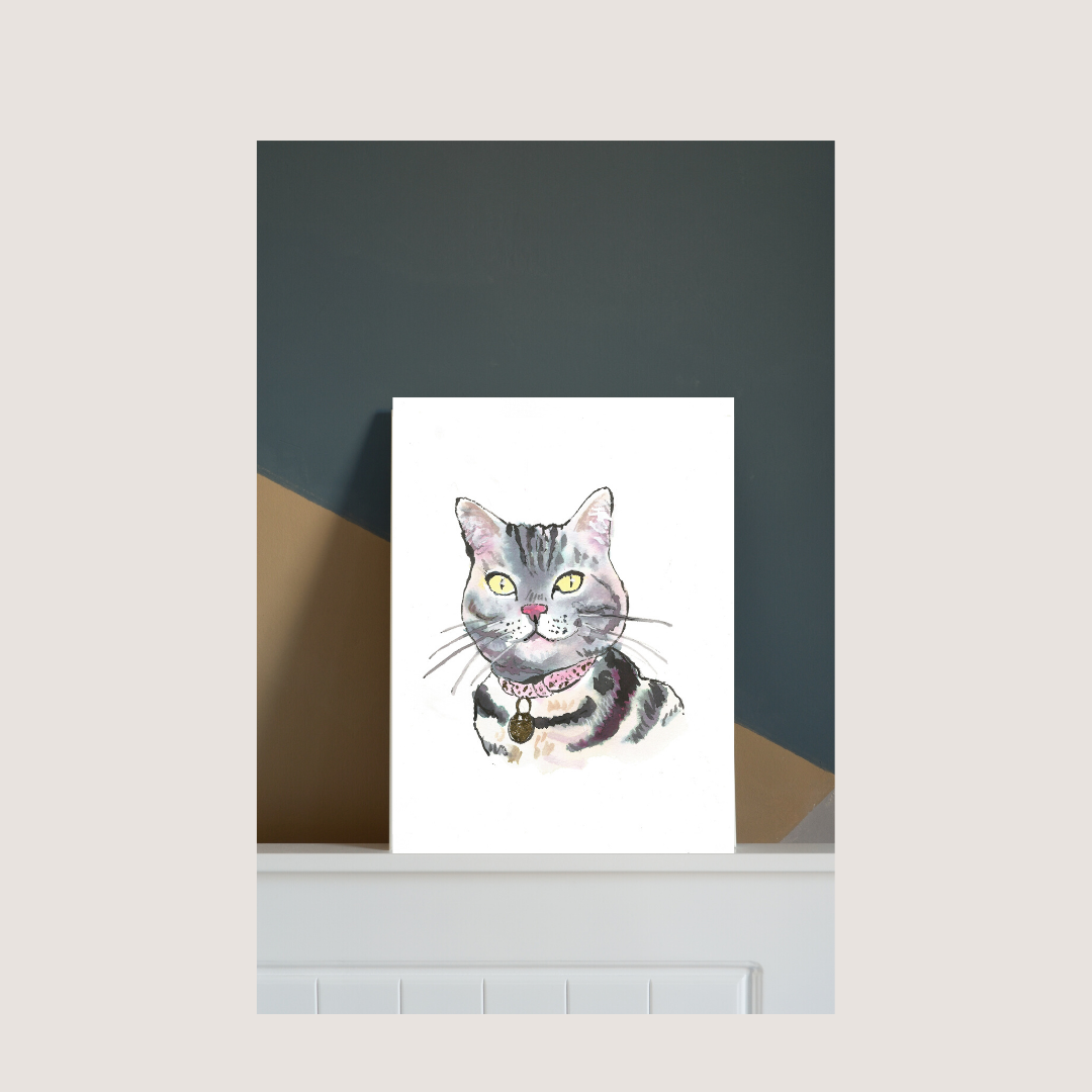 Silver Tabby Cat Print by Annabel Pearl